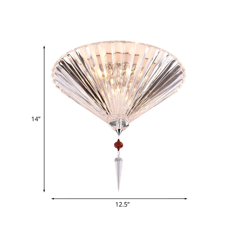 Conical Ceiling Mounted Light With Clear Faceted Crystal: Simple And Sufficient Lighting For