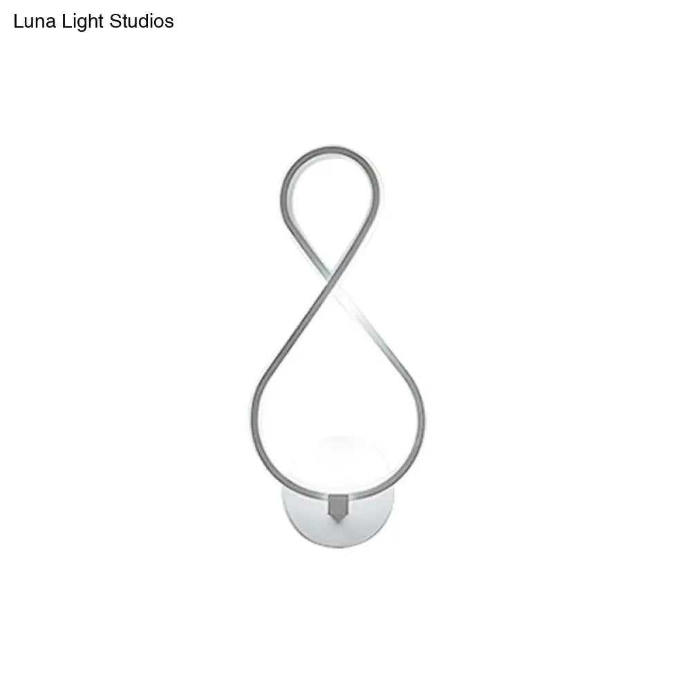 8-Shaped Acrylic Led Wall Sconce In Black/White - Warm/White Lighting