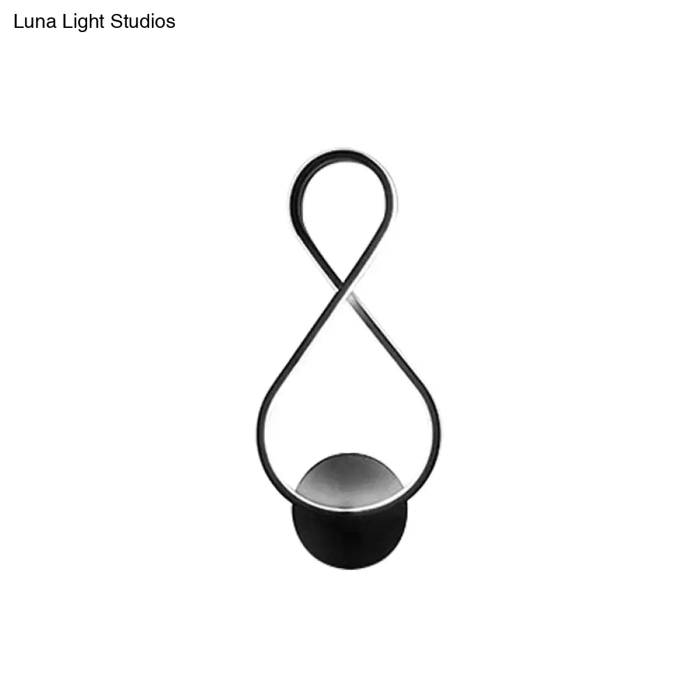 8-Shaped Acrylic Led Wall Sconce In Black/White - Warm/White Lighting