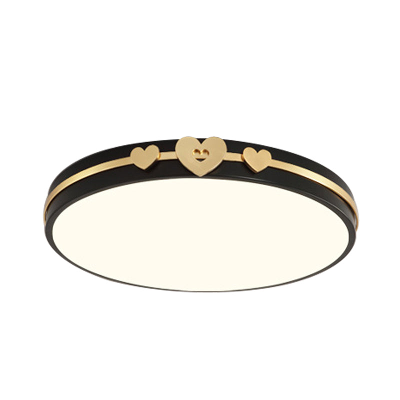 Nordic Circular Flush Lamp: Acrylic Led Bedroom Lighting In Elegant White/Black/Grey With Gold Heart
