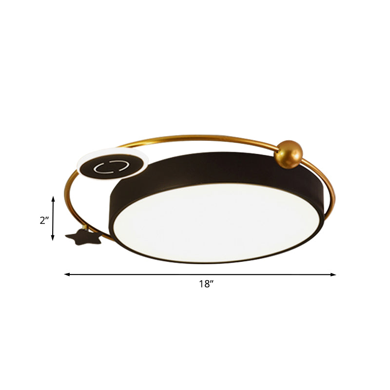 Nordic Acrylic Led Flush Mount With Cloud Sun And Moon Design In Black/Gold For Bedroom Lighting
