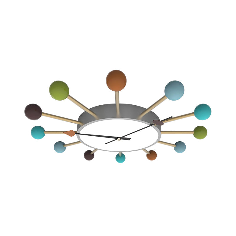 Nordic Led Flush Mounted Ceiling Light With Acrylic Wood Lollipop Decor For Bedroom