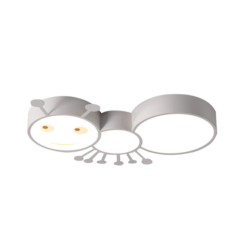 Kids Room Macaroon Themed Led Ceiling Light Fixture In White/Pink/Blue