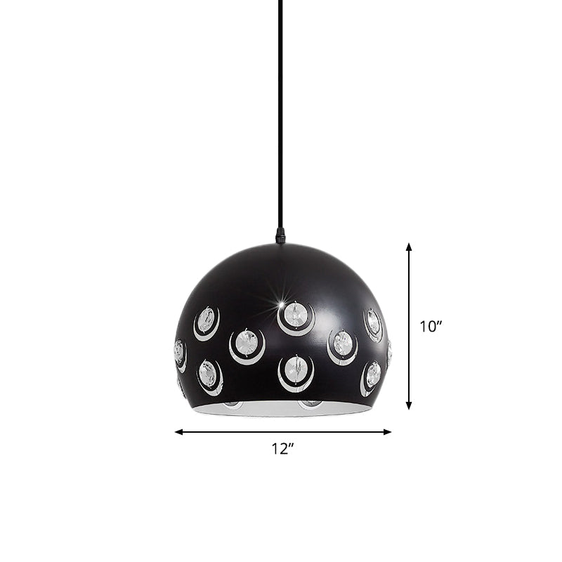 Minimalist Black Metal Shade Pendant Ceiling Lamp With Domed Suspension