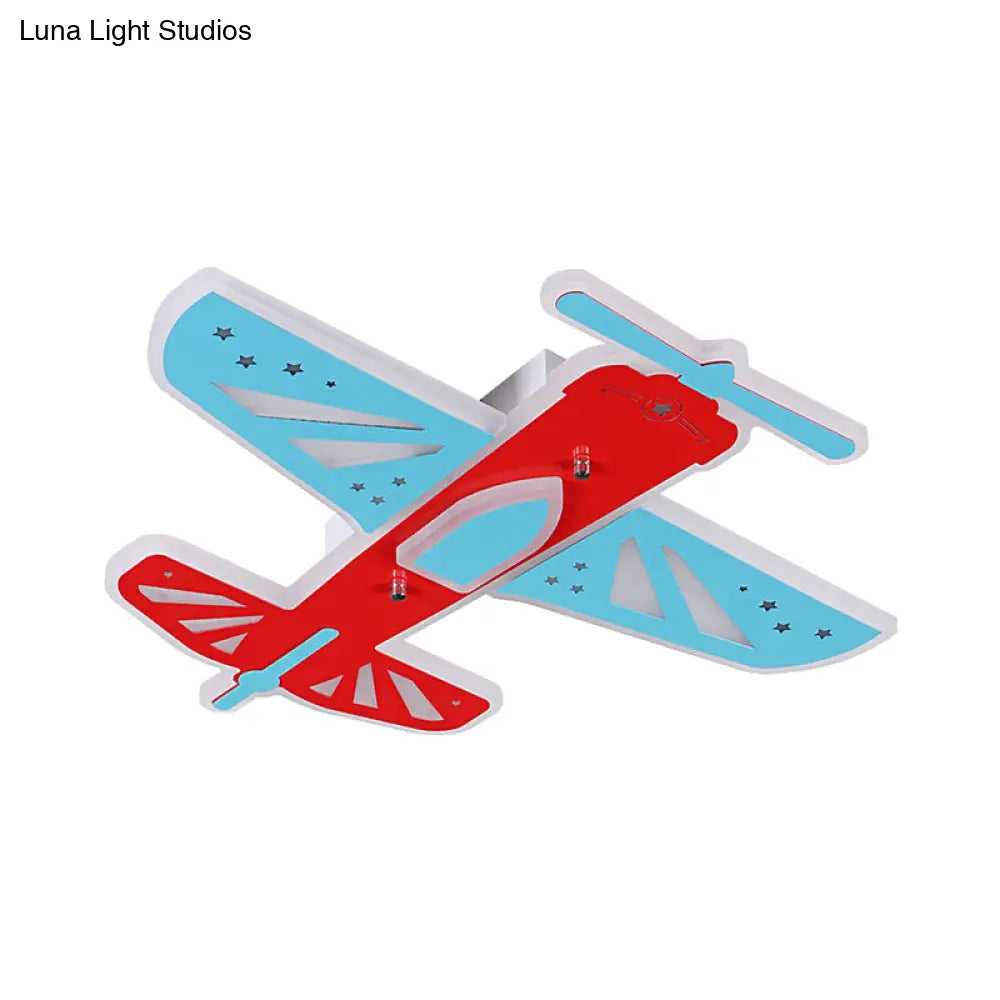 Acrylic Led Plane Shape Flush Ceiling Light For Boy’s Room In Red And Blue