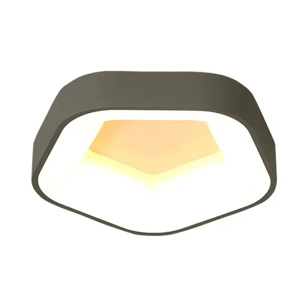 Acrylic Pentagon Flushmount Ceiling Led Light - Nordic Grey With White/Warm/Natural Lighting