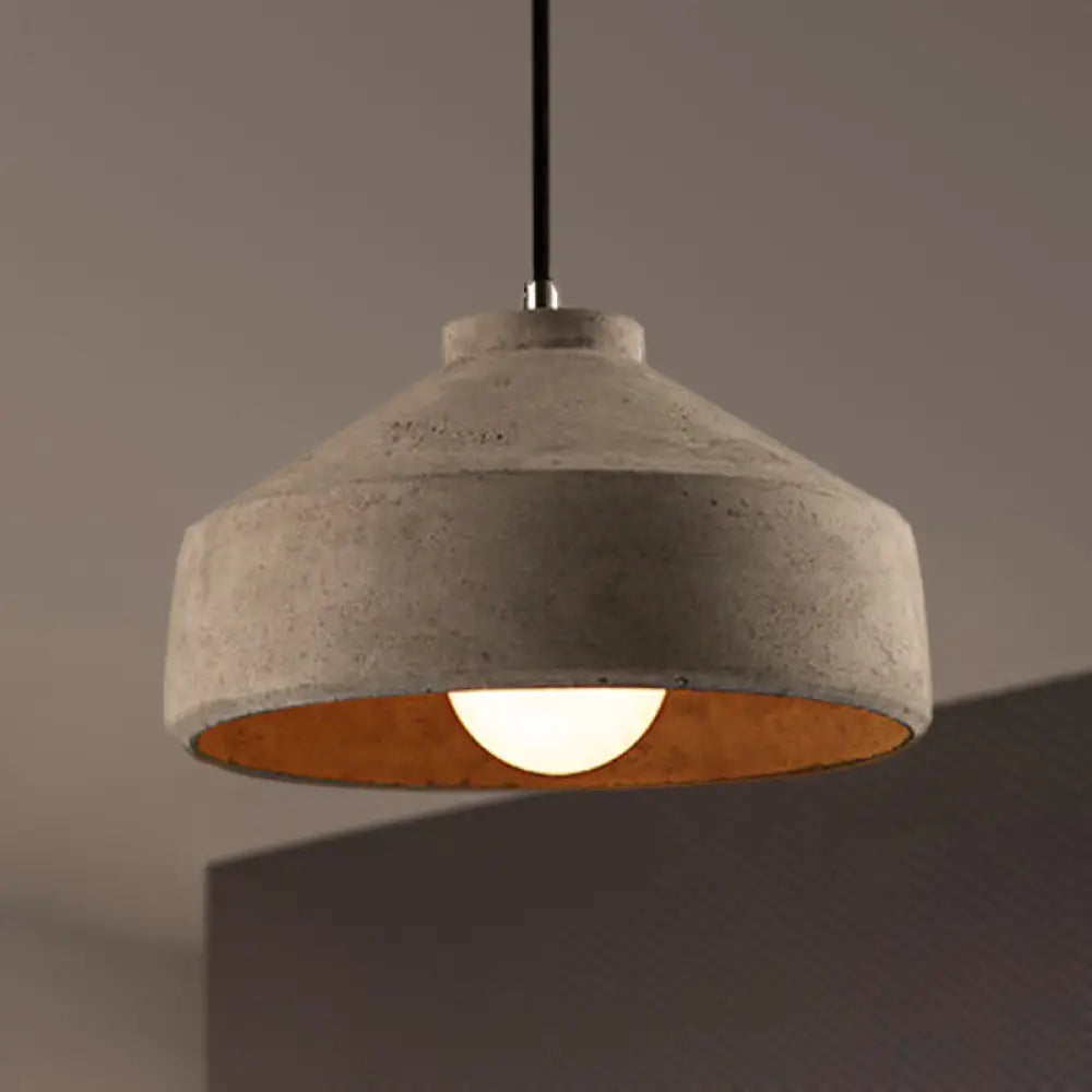 Adjustable Cord Industrial Pendant Lighting In Grey - 6.5/8.5/10.5 Diameter Barn/Cylinder/Dome Shape
