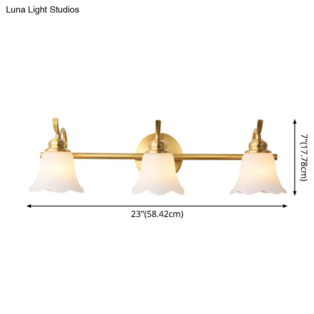American Brass Wall Vanity Light With Frosted Glass For Indoor Down Lighting
