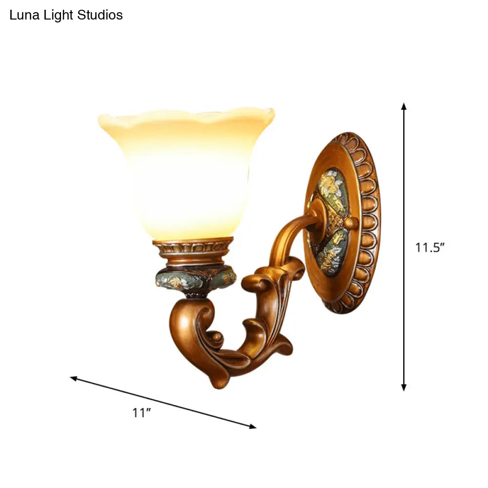 Antique Blossom Shade Wall Lamp - Crystal Sconce Light Fixture For Bedroom
