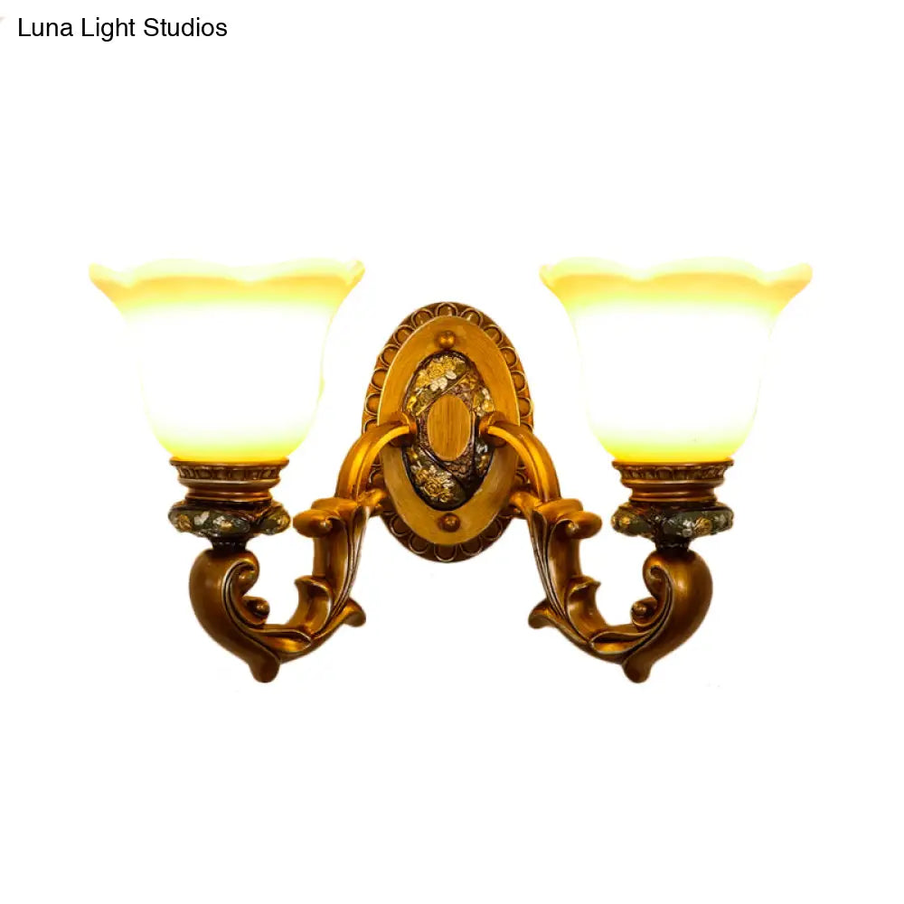 Antique Blossom Shade Wall Lamp - Crystal Sconce Light Fixture For Bedroom