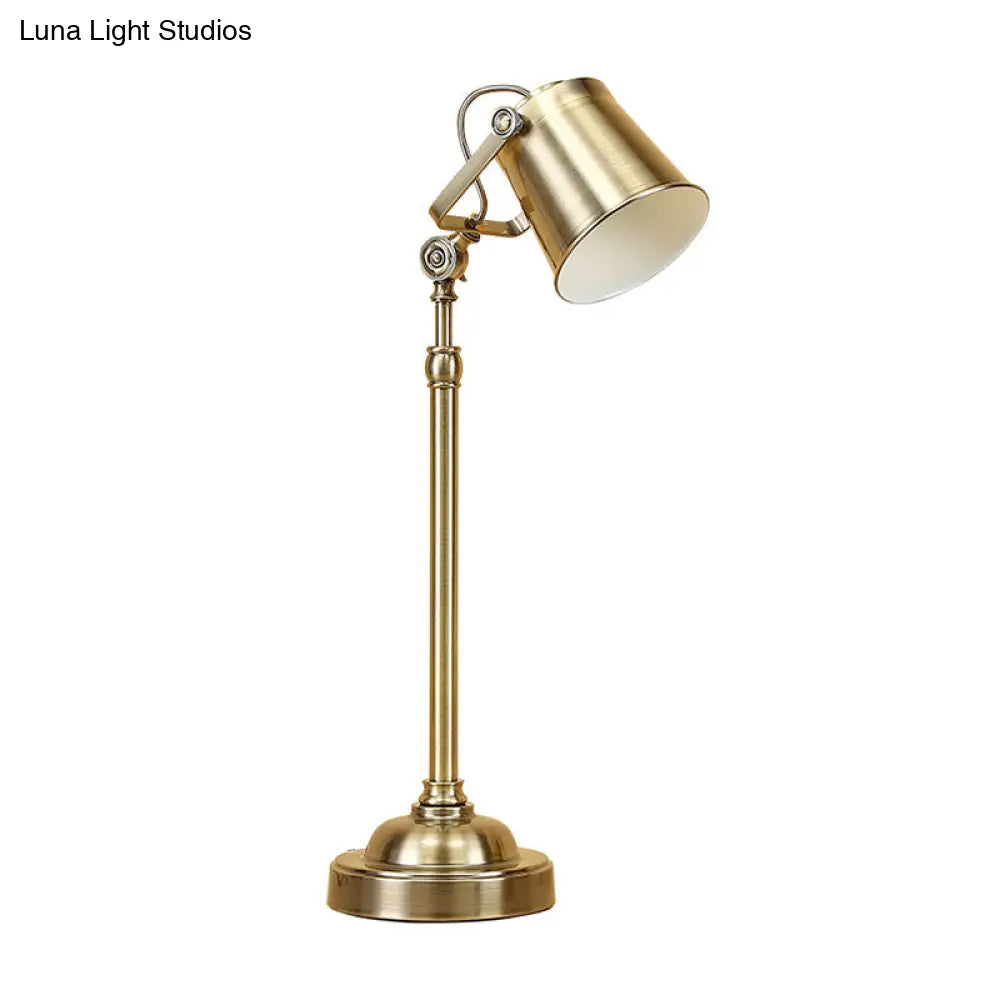 Antique Gold Swivel Shade Table Lamp - Stylish Metal Nightstand Light For Living Room
