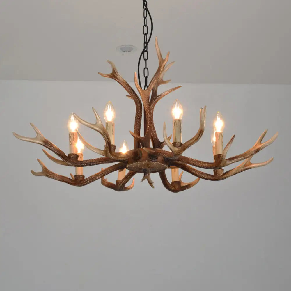 Antler Chandelier: Resin Countryside Living Room Lighting 8 / Coffee