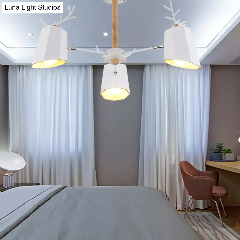 Antler Pendant Light With Tapered Shade: Modern Metal Nordic Lighting Fixture