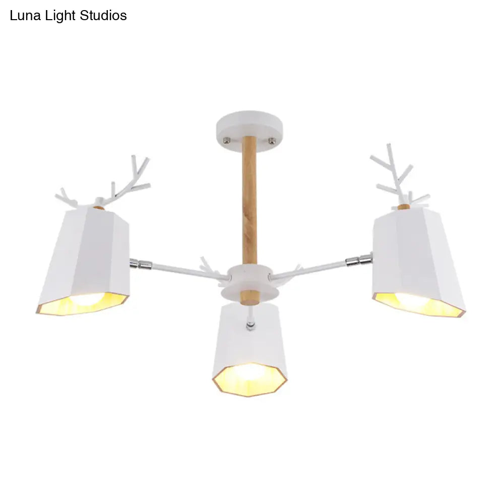 Antler Pendant Light With Tapered Shade: Modern Metal Nordic Lighting Fixture