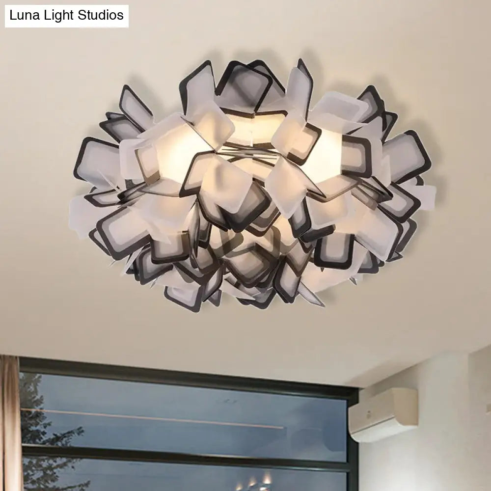 Art Deco Sinuous Flushmount Led Bedroom Light With Acrylic Shade