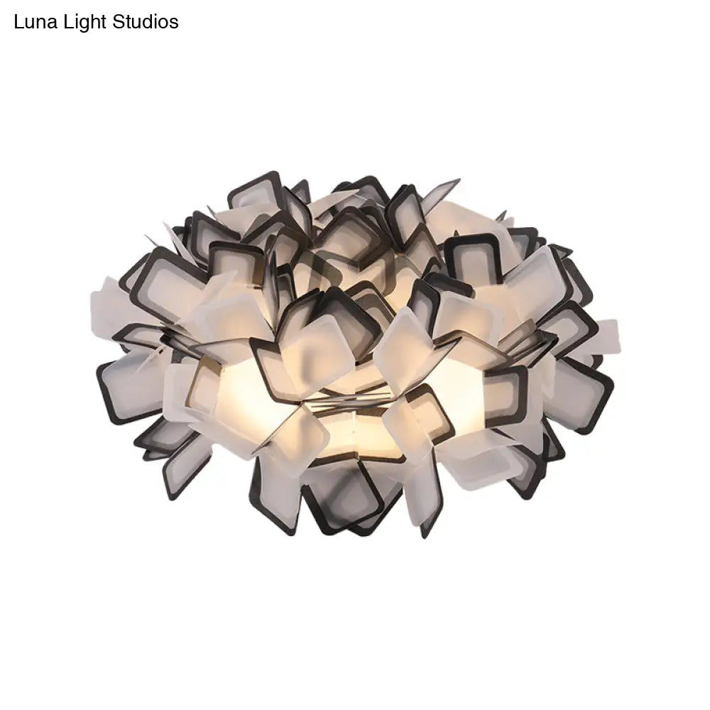 Art Deco Sinuous Flushmount Led Bedroom Light With Acrylic Shade