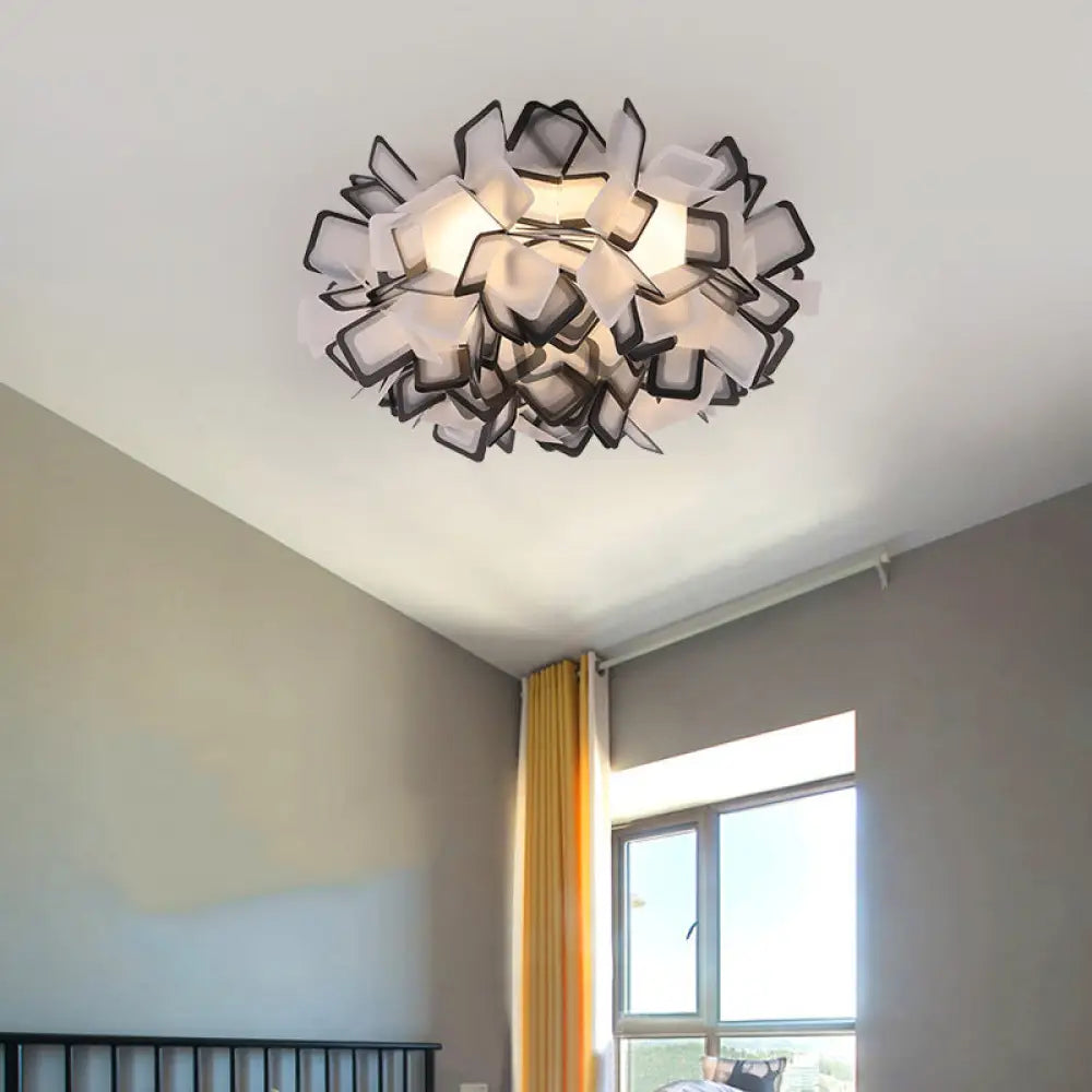 Art Deco Sinuous Flushmount Led Bedroom Light With Acrylic Shade Black