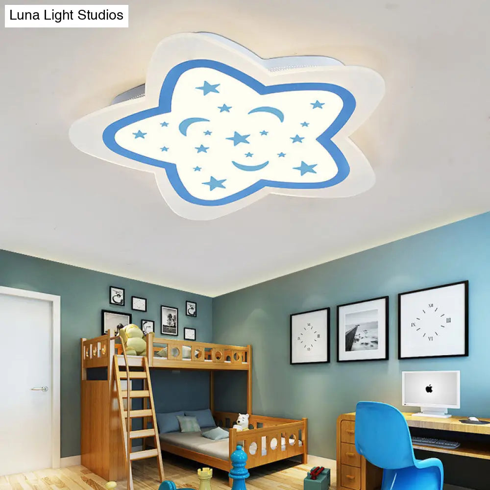 Art Deco Star Shape Ceiling Light For Kid’s Bedroom - Acrylic Flush Mount