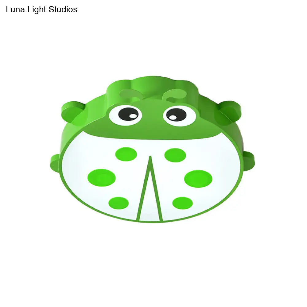 Baby Room Cartoon Ladybug Ceiling Mount Light - Slim Acrylic & Metal Lamp