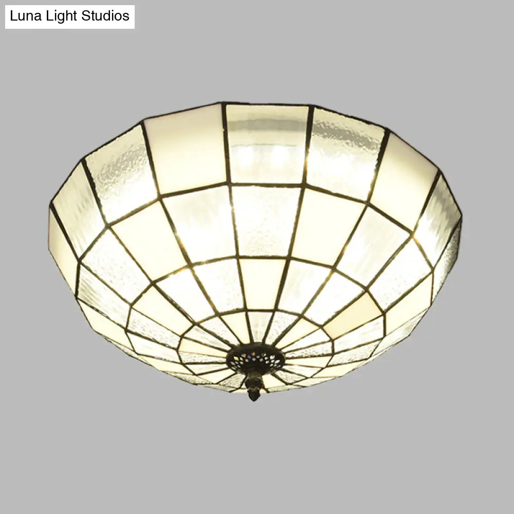 Baroque 3 - Head Cut Glass Clear/Textured White Flushmount Ceiling Light