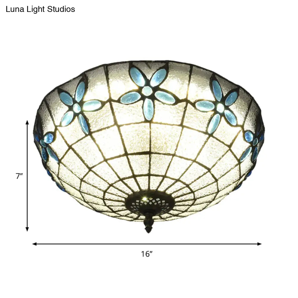 Baroque 3 - Head Cut Glass Clear/Textured White Flushmount Ceiling Light