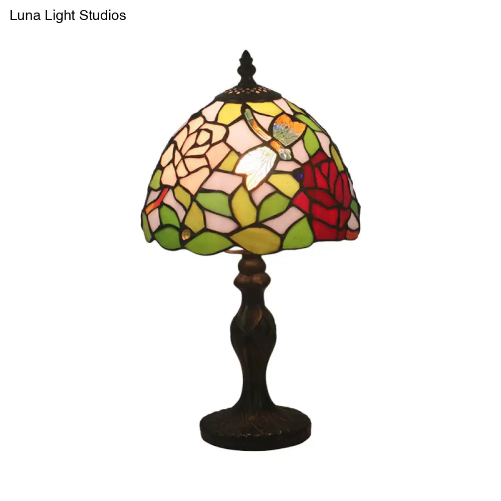 Baroque Cut Glass Night Table Lamp With Baluster Red/Pink Lighting For Bedroom