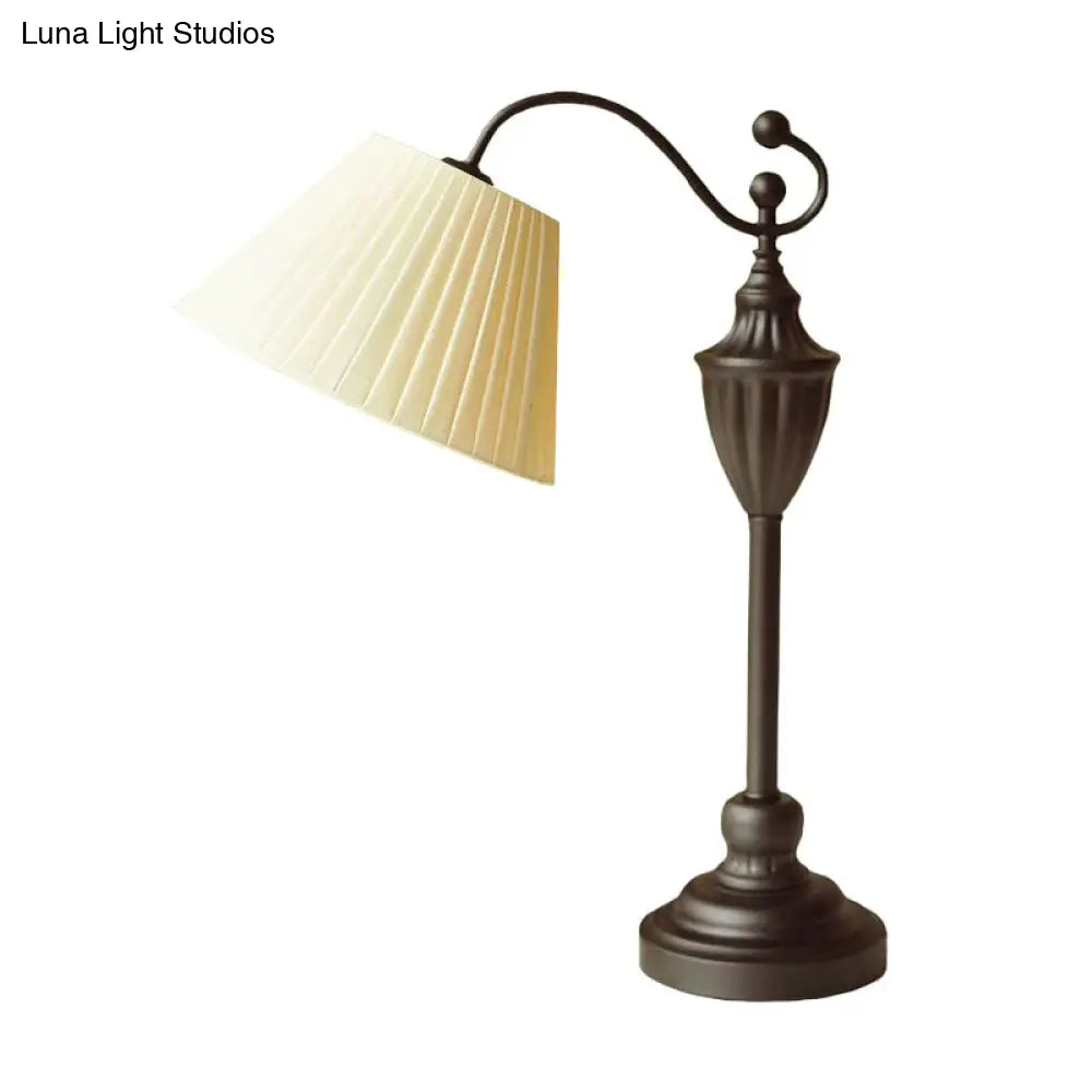 Barrel Shaped Study Light With Fabric Shade - White/Blue/Green Bedroom Task Lighting