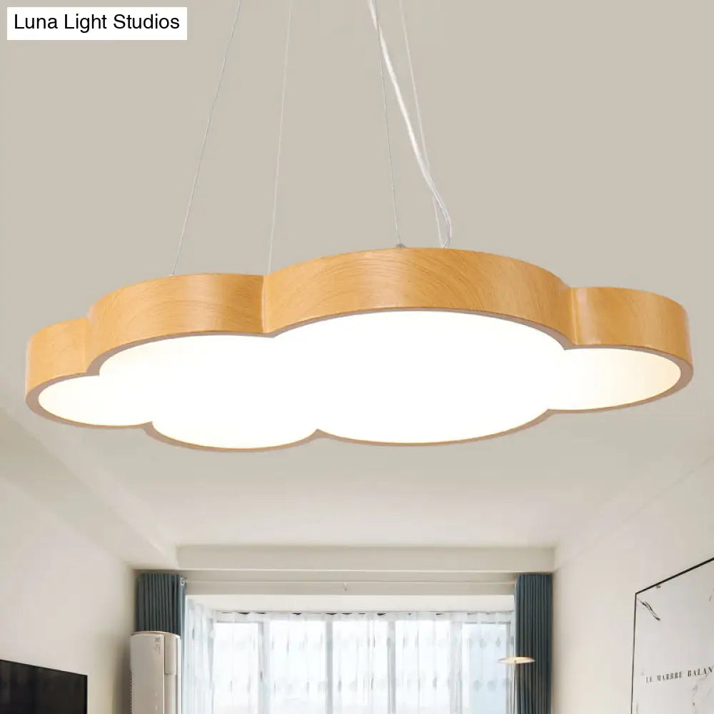 Beige Slim Acrylic Cloud Pendant Light For Kids Game Room