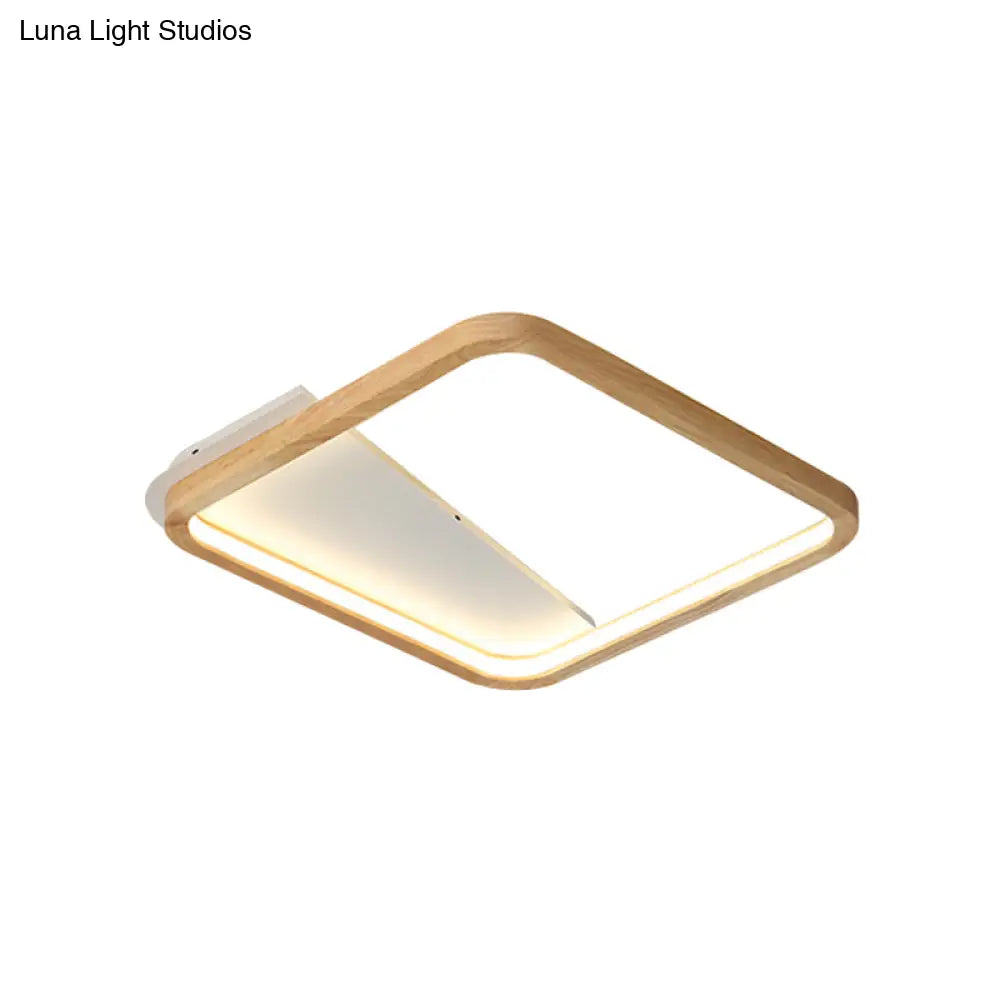 Beige Wood Frame Led Ceiling Fixture Flush Mount Multiple Length Options