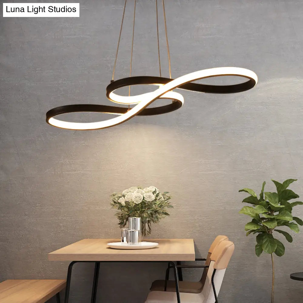 Black Acrylic Art Deco Led Chandelier: Musical Note-Inspired Suspension Light For Dining Room