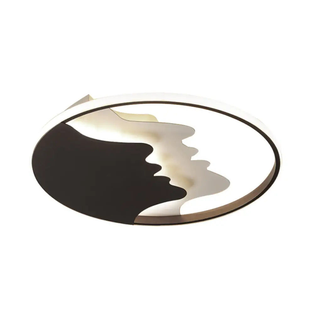 Black Acrylic Led Flush Mount Ceiling Light – Bedroom Mountain Peak Design / Warm