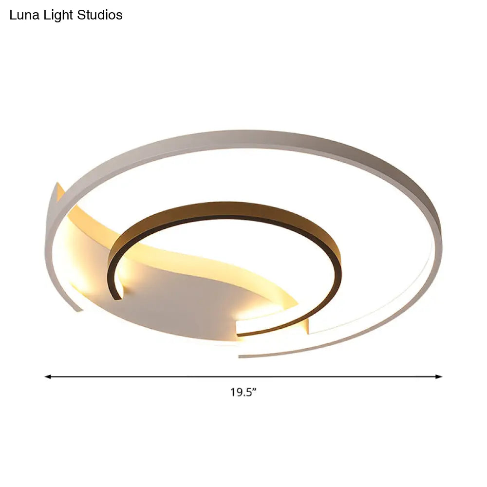 Black And White Simple Acrylic Led Flush Mount Light For Bedroom - Warm/White 16’/19.5’ Wide