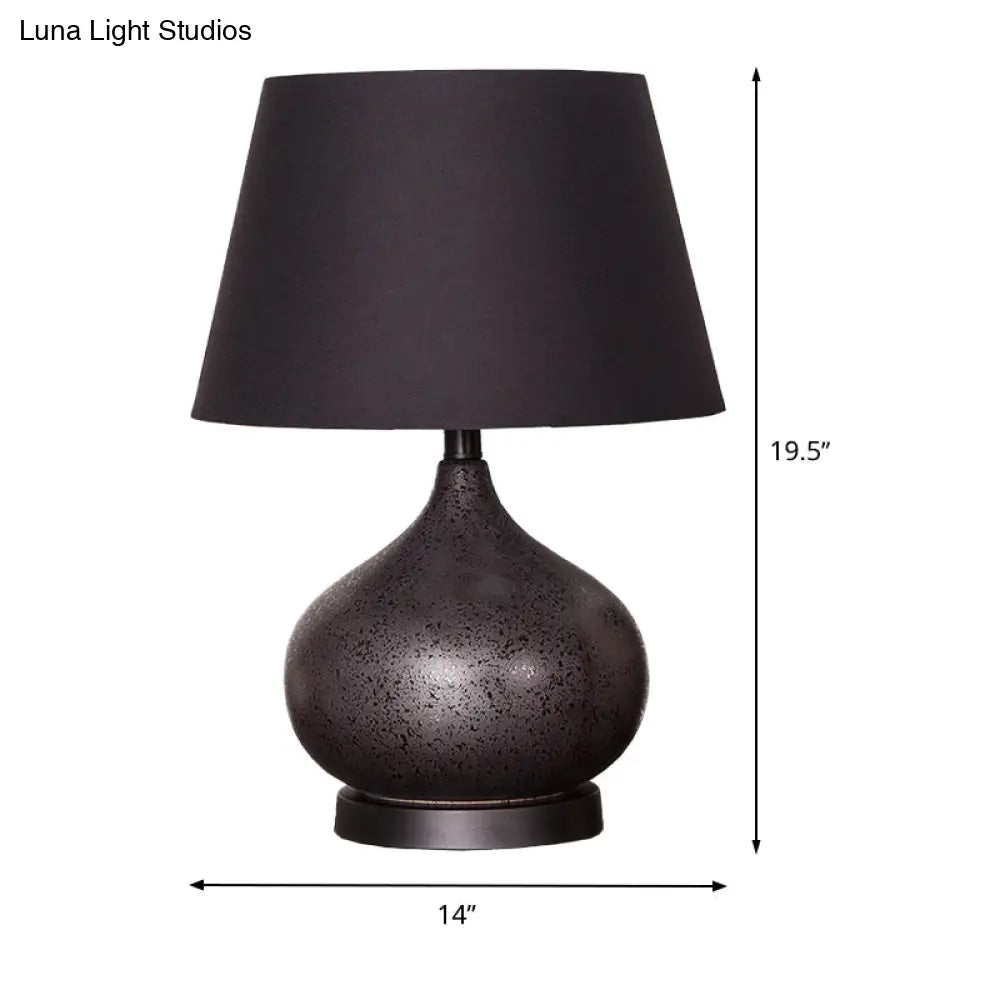 Black Fabric Tapered Drum Task Table Lamp - Modern Design 1 Bulb For Night Lighting
