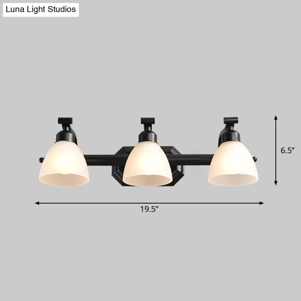 Black Finish Vanity Lamp - Countryside Opal Frosted Glass Bell Wall Sconce For Bathroom Lighting