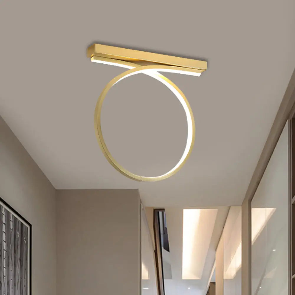 Black/Gold Flush Mount Ceiling Light Simplicity Metal Led Flushmount (Warm/White Light) For