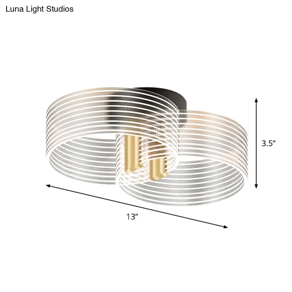 Black - Gold Round Semi Flush Ceiling Mount Light Fixture - Simple And Elegant With 2/3/5 Lights