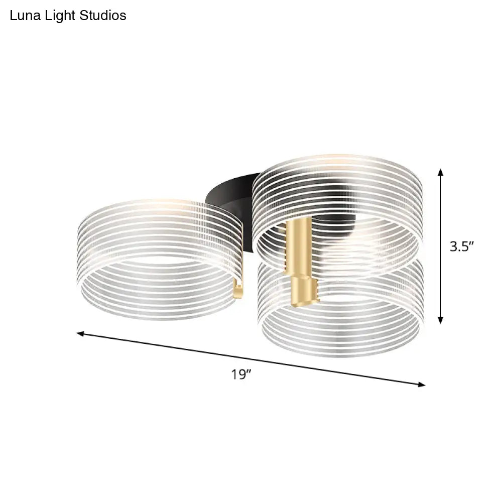 Black - Gold Round Semi Flush Ceiling Mount Light Fixture - Simple And Elegant With 2/3/5 Lights