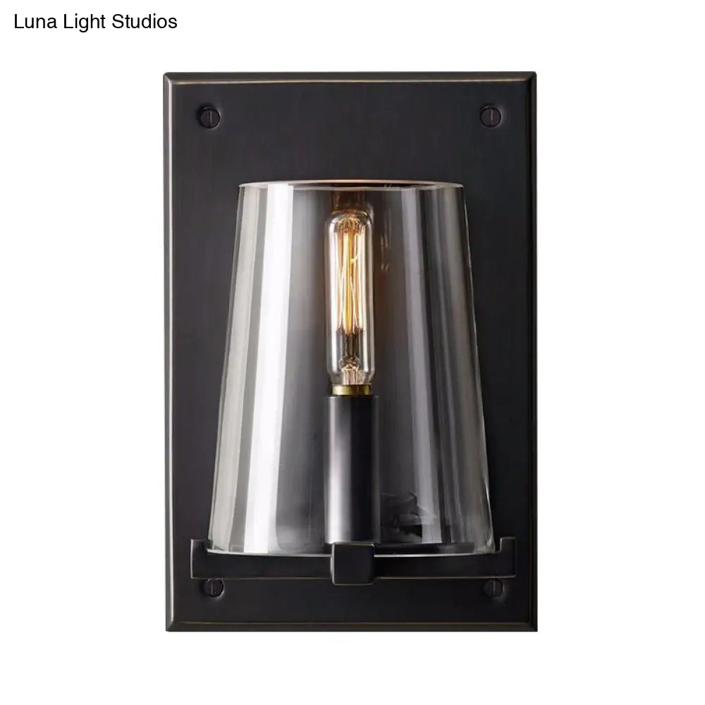 Black/Gold Sconce Lamp With Clear Glass Shade - Ideal For Living Room Wall Lighting