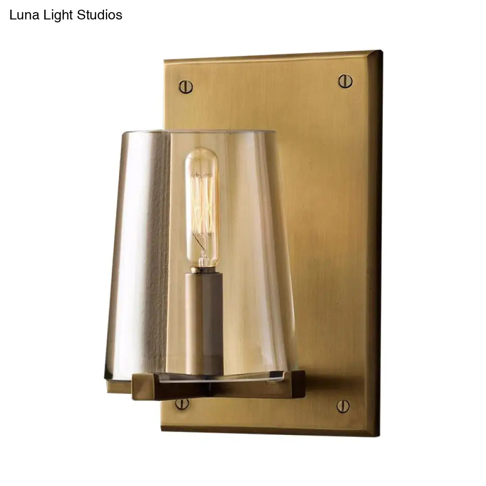 Black/Gold Sconce Lamp With Clear Glass Shade - Ideal For Living Room Wall Lighting