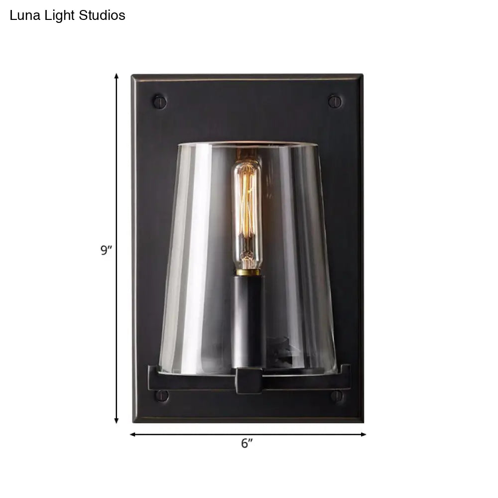Black/Gold Sconce Lamp With Clear Glass Shade - Ideal For Living Room Wall Lighting