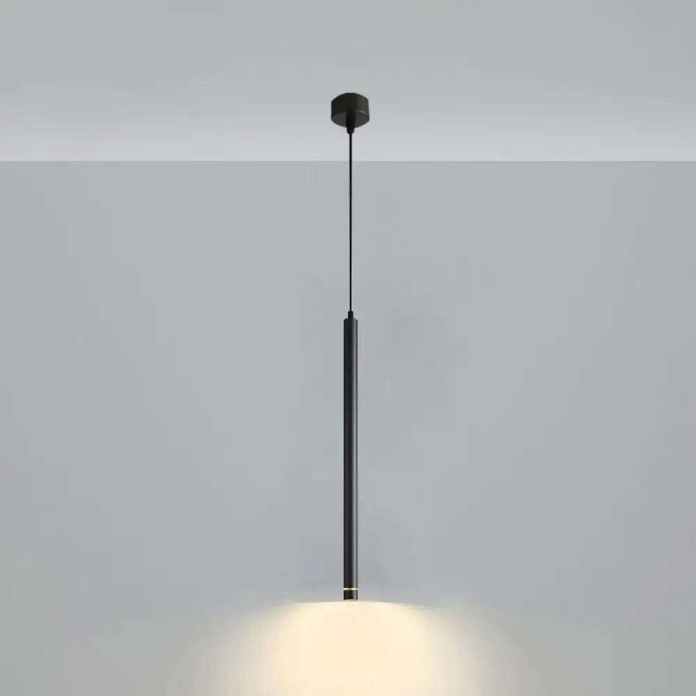 Black Metal Bedside Pendant Light: Simplicity Tube Led Suspension Lamp /