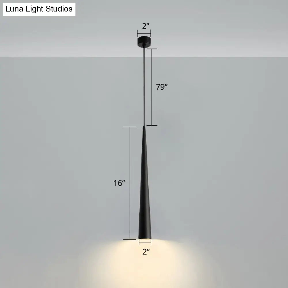 Black Metal Bedside Pendant Light: Simplicity Tube Led Suspension Lamp