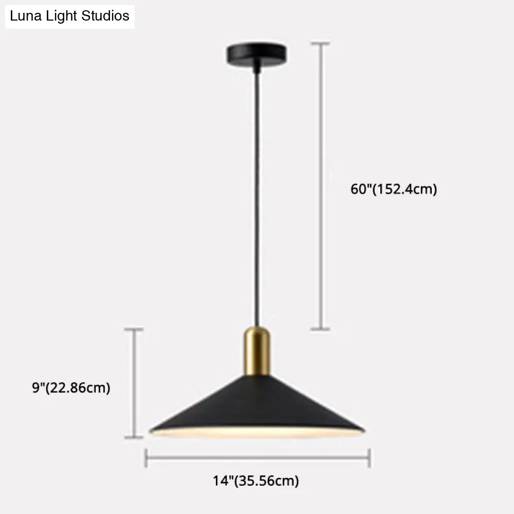 Black Metal Industrial Tapered Pendant Ceiling Light Fixture