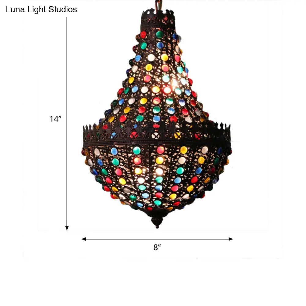 Black Metal Teardrop Chandelier Decorative Hanging Lamp With 2 Lights