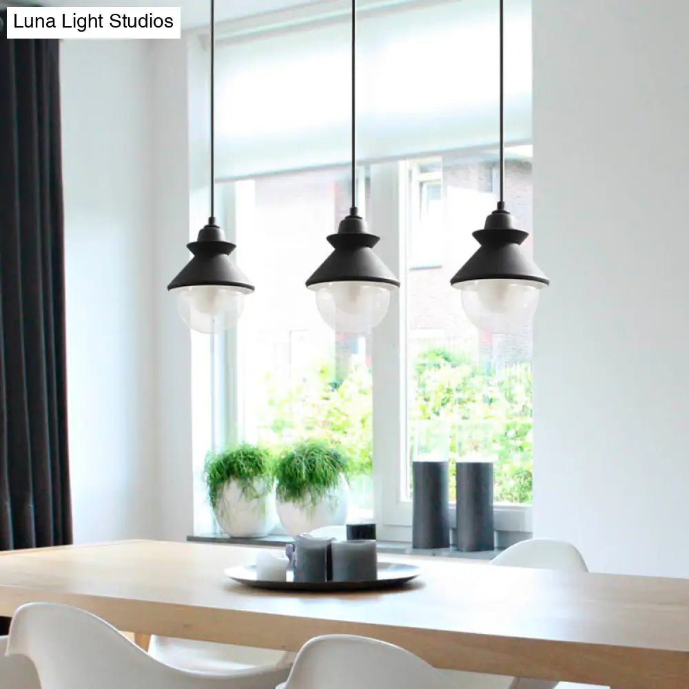 Black/Pink Macaron Style Pendant Ceiling Light With Double Glass Shade