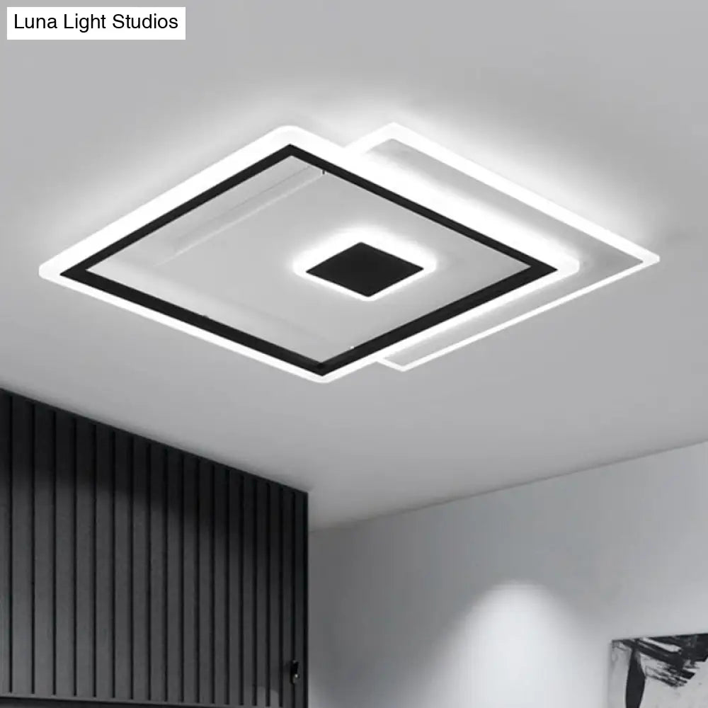 Black Quad Led Bedroom Ceiling Light - Elegant Simplicity