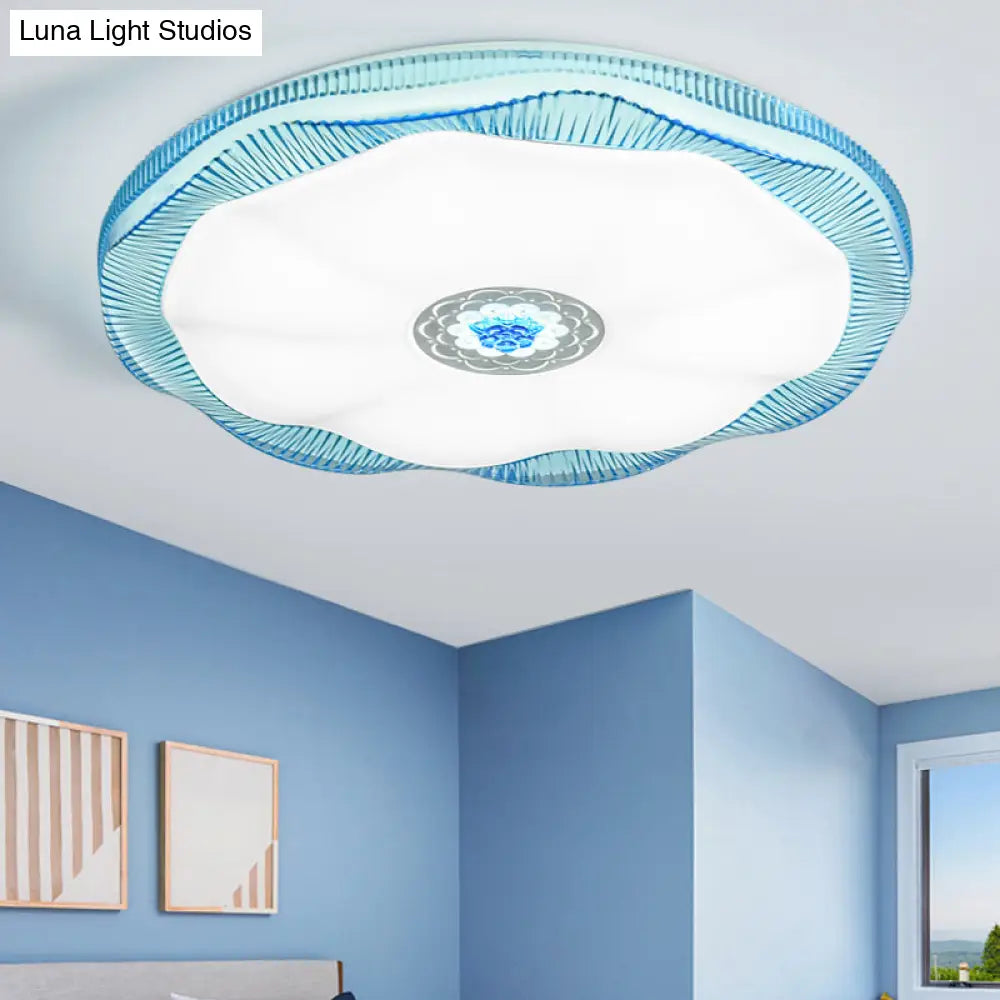 Blooming Flush Mount Ceiling Light For Bedroom Modern Acrylic Shade White/Blue/Gold Warm/White –