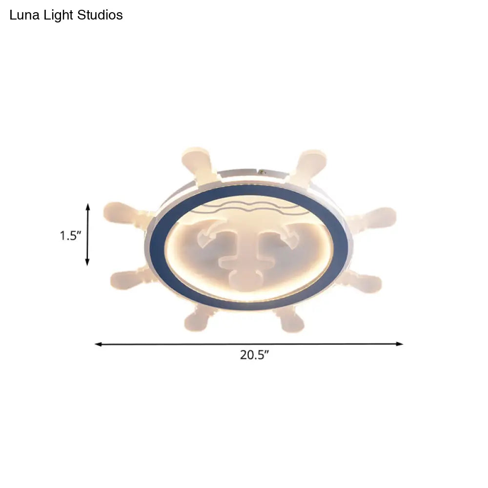 Blue Anchor Mediterranean Flush Mount Led Ceiling Light For Living Room