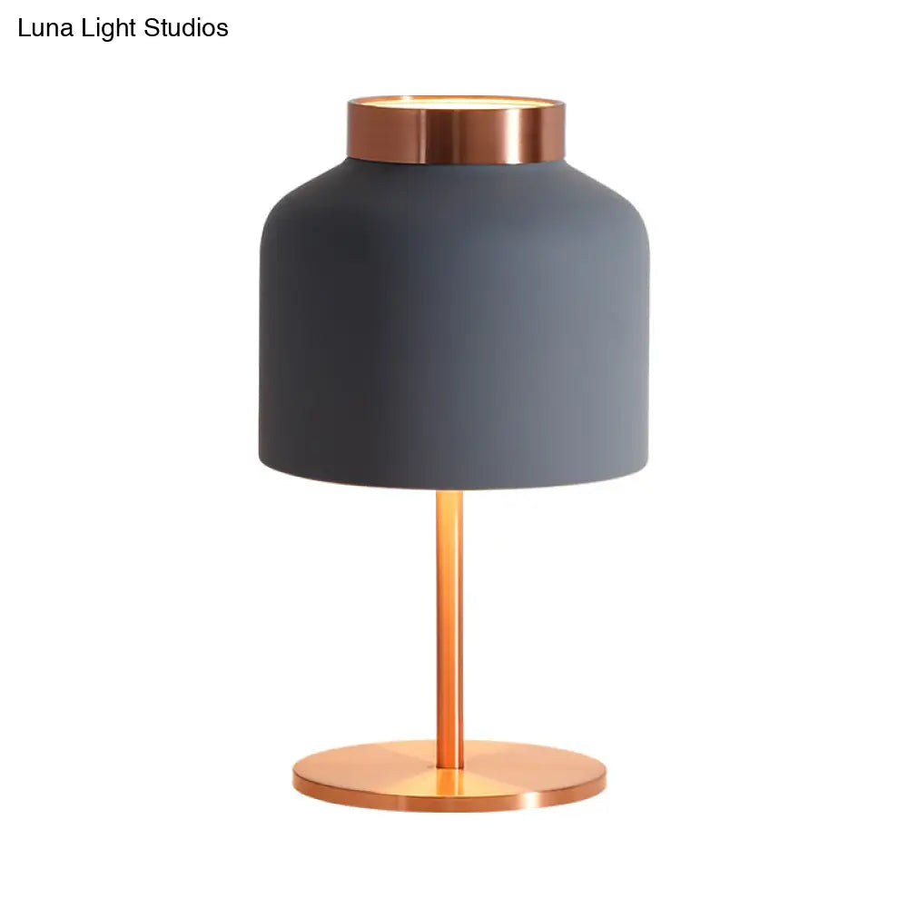 Blue Metal Jar Nightstand Lamp - Modernist Design For Living Room