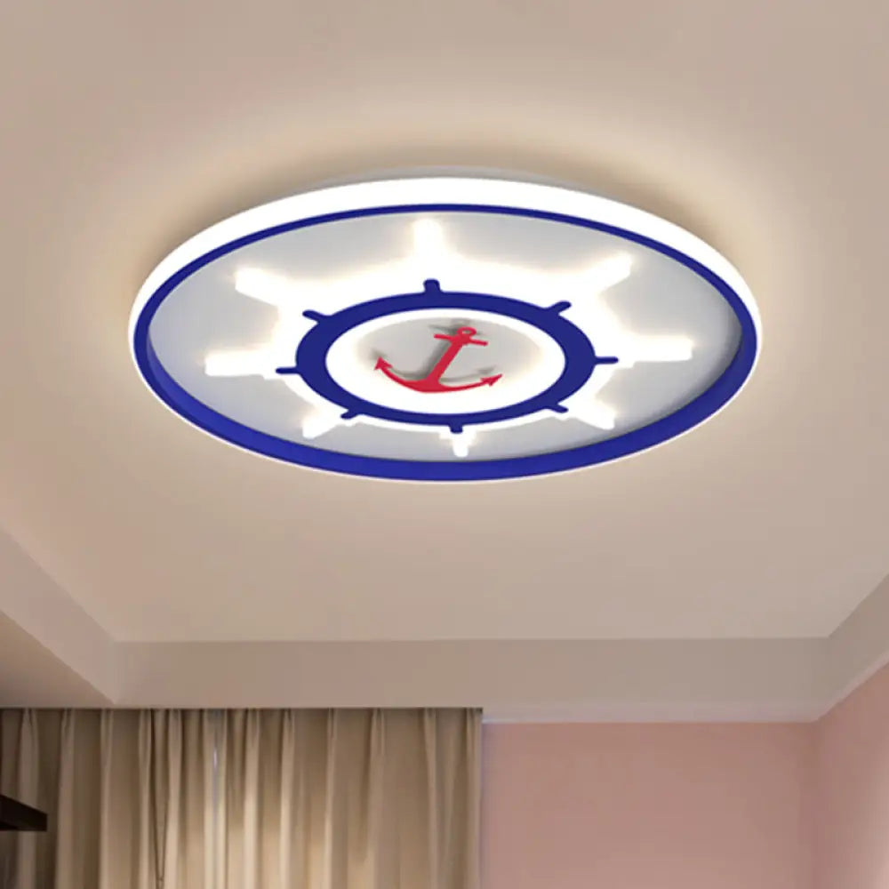 Blue Rudder Led Acrylic Flush Mount Ceiling Light - Mediterranean Style
